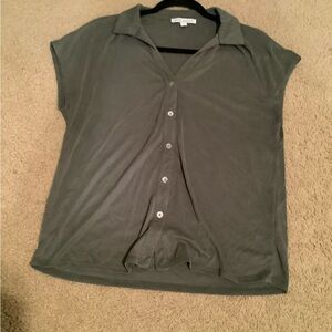 Women's Gray Button-Up Top